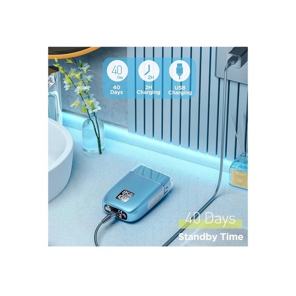 Men's Electric Shaver Blue Portable Reciprocating Shaver USB Charging - Picture 3 of 3